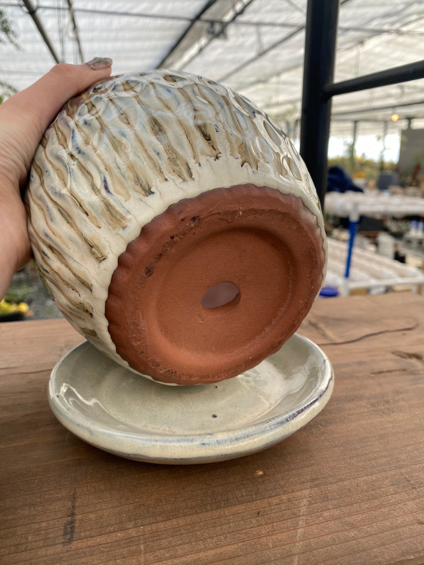 No.19015 陶器鉢 小 受皿付き