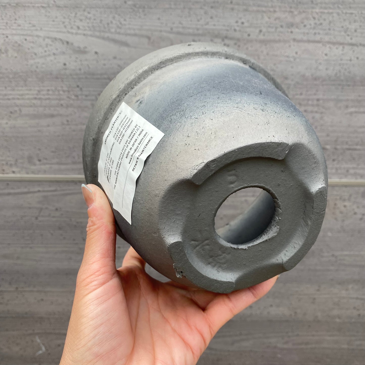 陶器鉢 SMOKED PLANTER C160/シルバー 受け皿付き