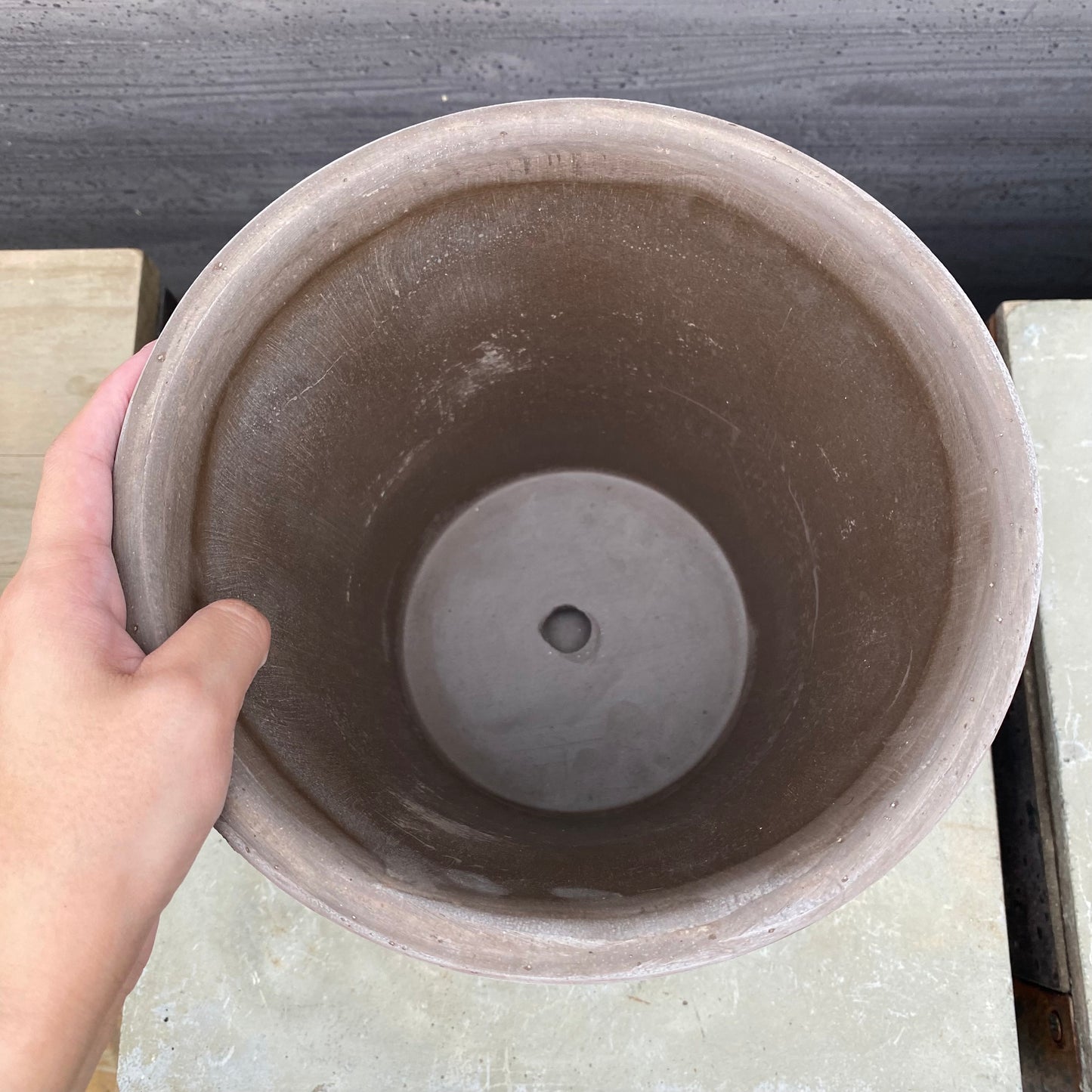 BERGS 陶器鉢 エリザベス21 グレー 受皿付き