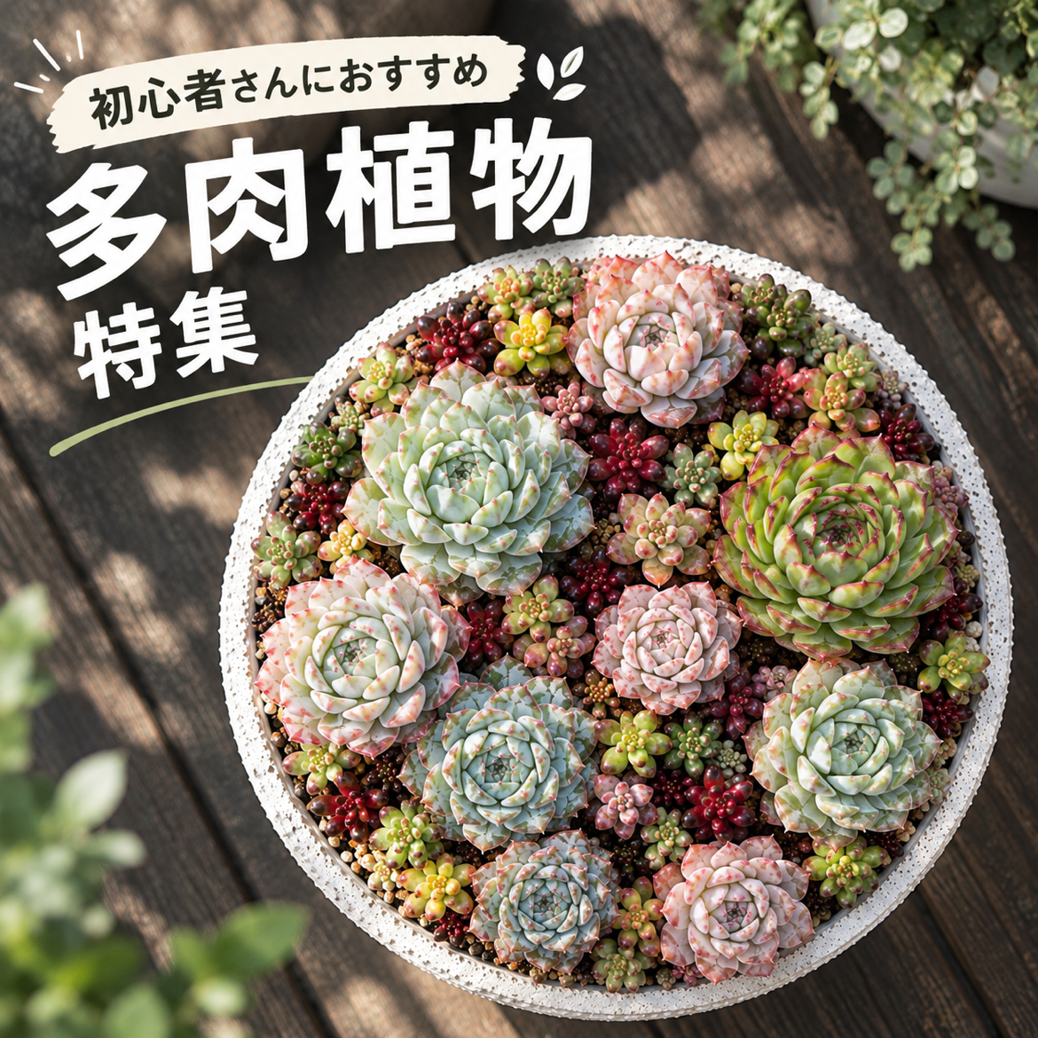 初心者さんでも安心♪水やり少なめで元気に育つ多肉植物です！多肉植物にピッタリなポットや花瓶もこちらから！