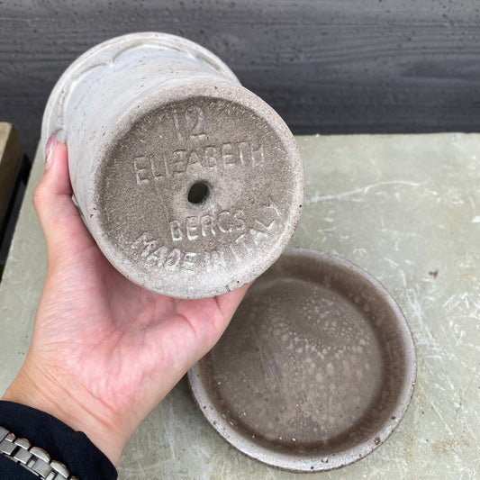 BERGS　陶器鉢　エリザベス12　グレー　受皿付き