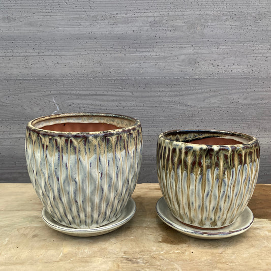 No.08005 陶器鉢 大小2個セット