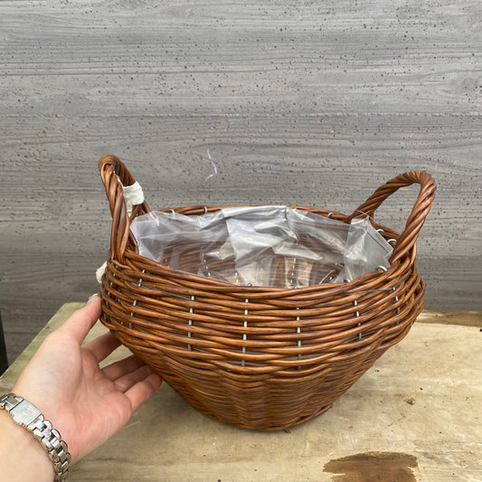 No.08024　手つきバスケット　ブラウン