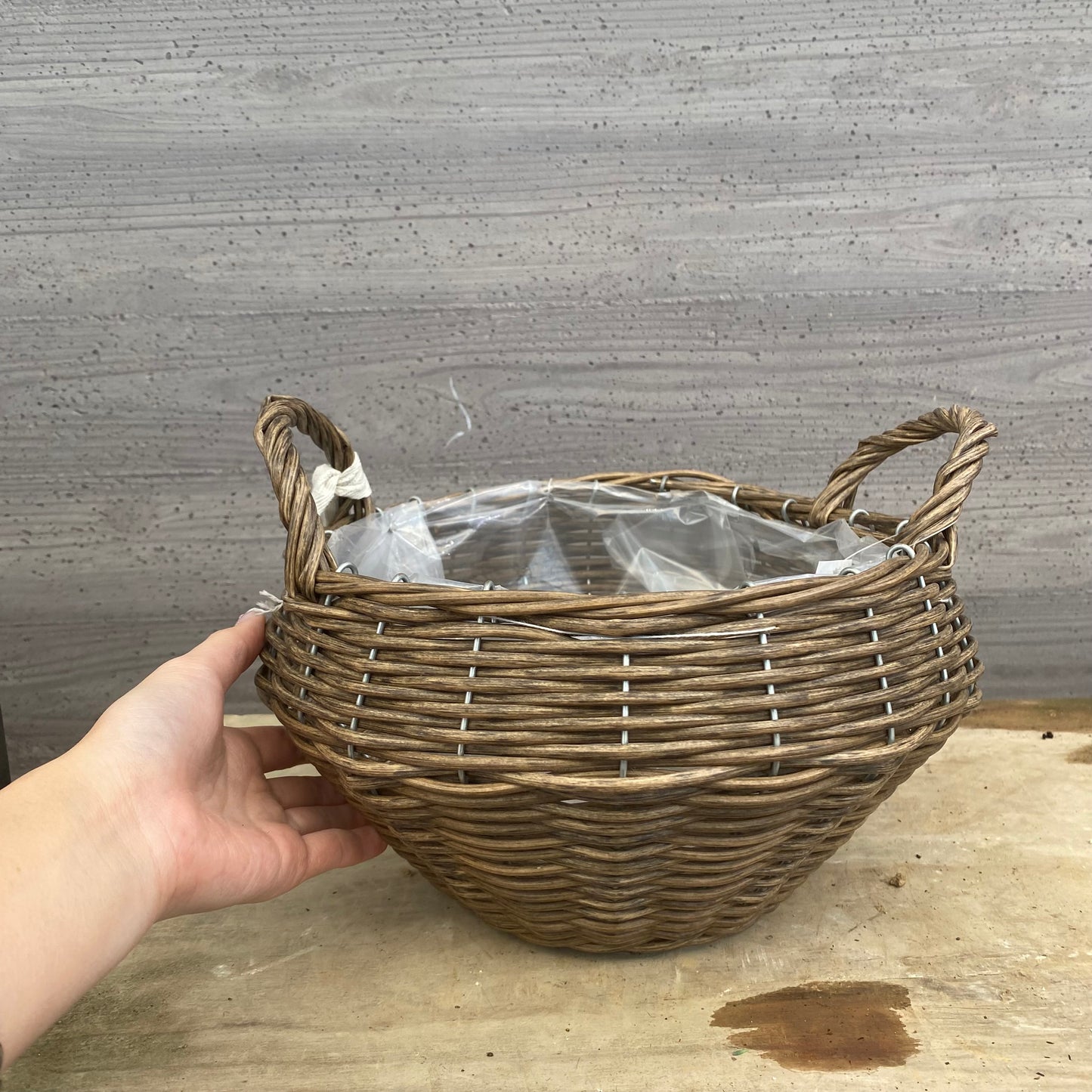 No.08023　手つきバスケット　ナチュラル