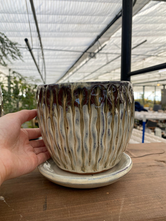 No.19015 陶器鉢 小 受皿付き