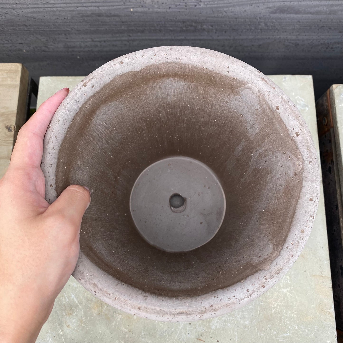 BERGS　陶器鉢　エリザベス18　グレー　受皿付き