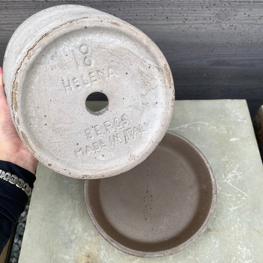 BERGS　陶器鉢　ヘレナ18　グレー　受皿付き