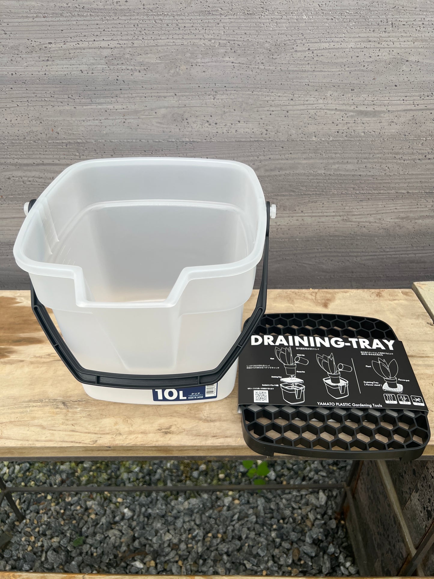 BUCKETエンジョイ10L　クリア/ドレイニングトレイ　セット