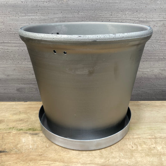 陶器鉢　SMOKED PLANTER310/グレー　受け皿付き