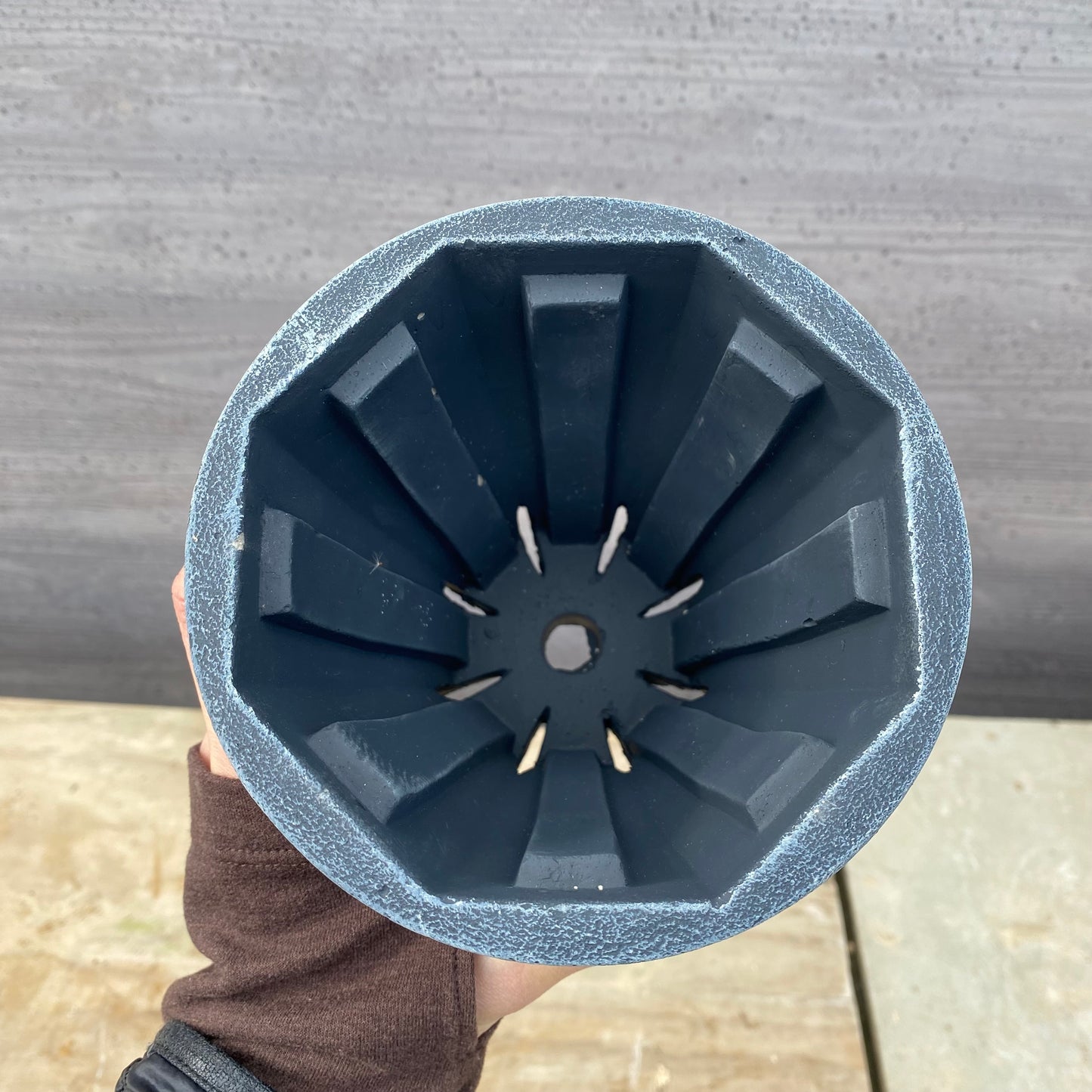 陶器鉢　スリットポット　ブラック　受け皿付き