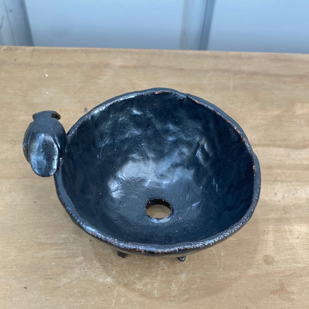 ハンドメイド動物陶器鉢 ビーグル 黒 M