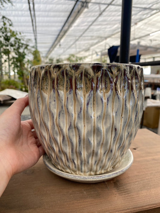 No.19016 陶器鉢 大 受皿付き