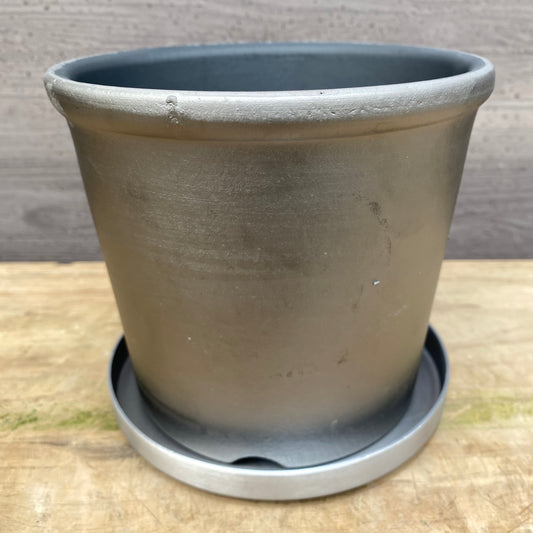 陶器鉢　SMOKED PLANTER150/グレー　受け皿付き