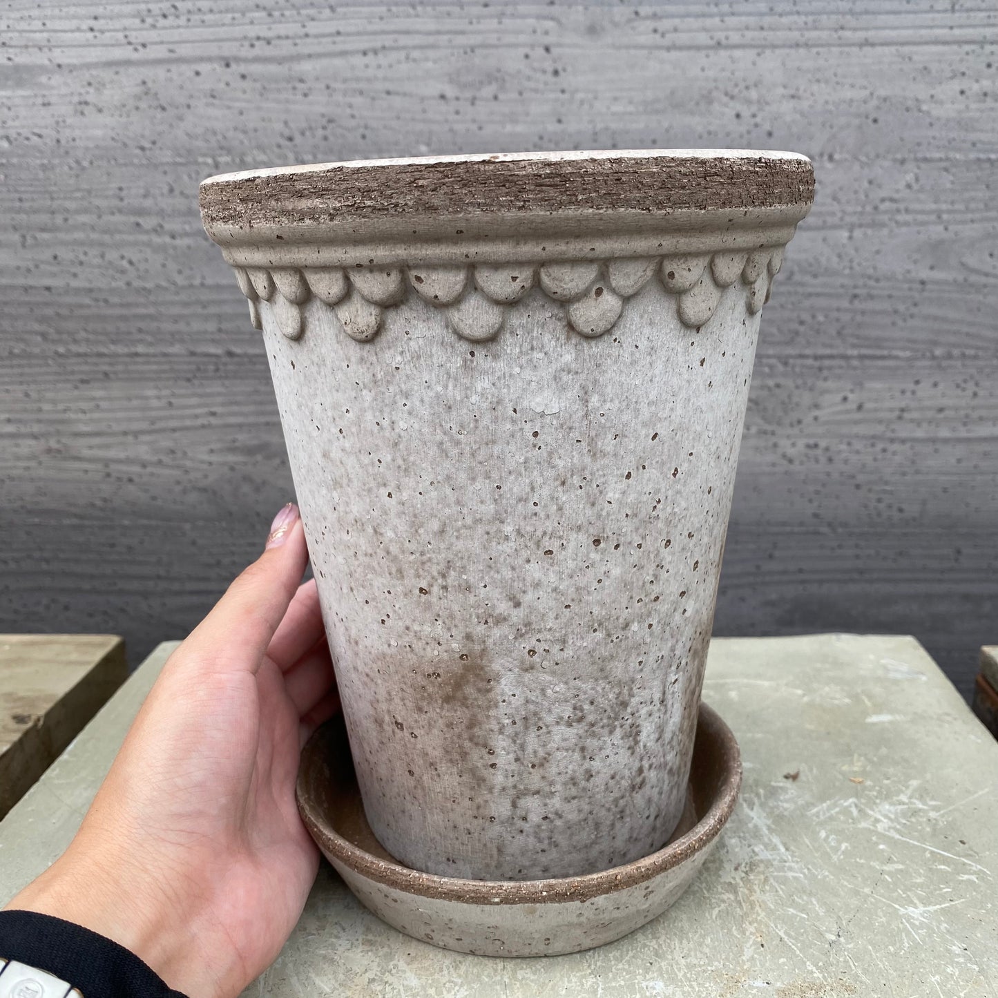 BERGS　陶器鉢　コペンハーゲントール14　グレー　受皿付き