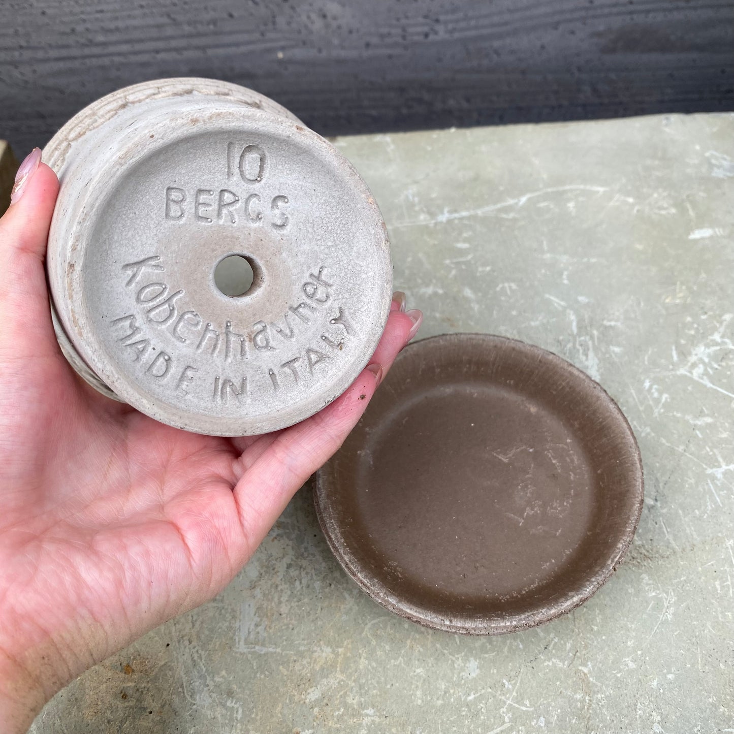 BERGS　陶器鉢　コペンハーゲン10　グレー　受皿付き　3個セット