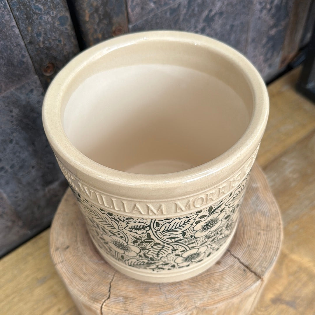 WilliamMorris pot /  英国デザイナー ウイリアムモリス陶器鉢 ホワイトグリーン【Sサイズ】