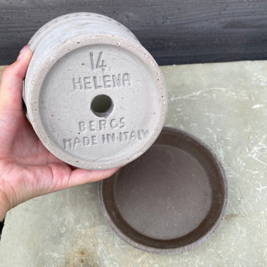 BERGS　陶器鉢　ヘレナ14　グレー　受皿付き