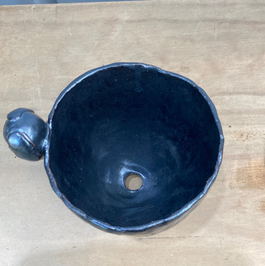 ハンドメイド動物陶器鉢 黒 ラブラドール Ｌ
