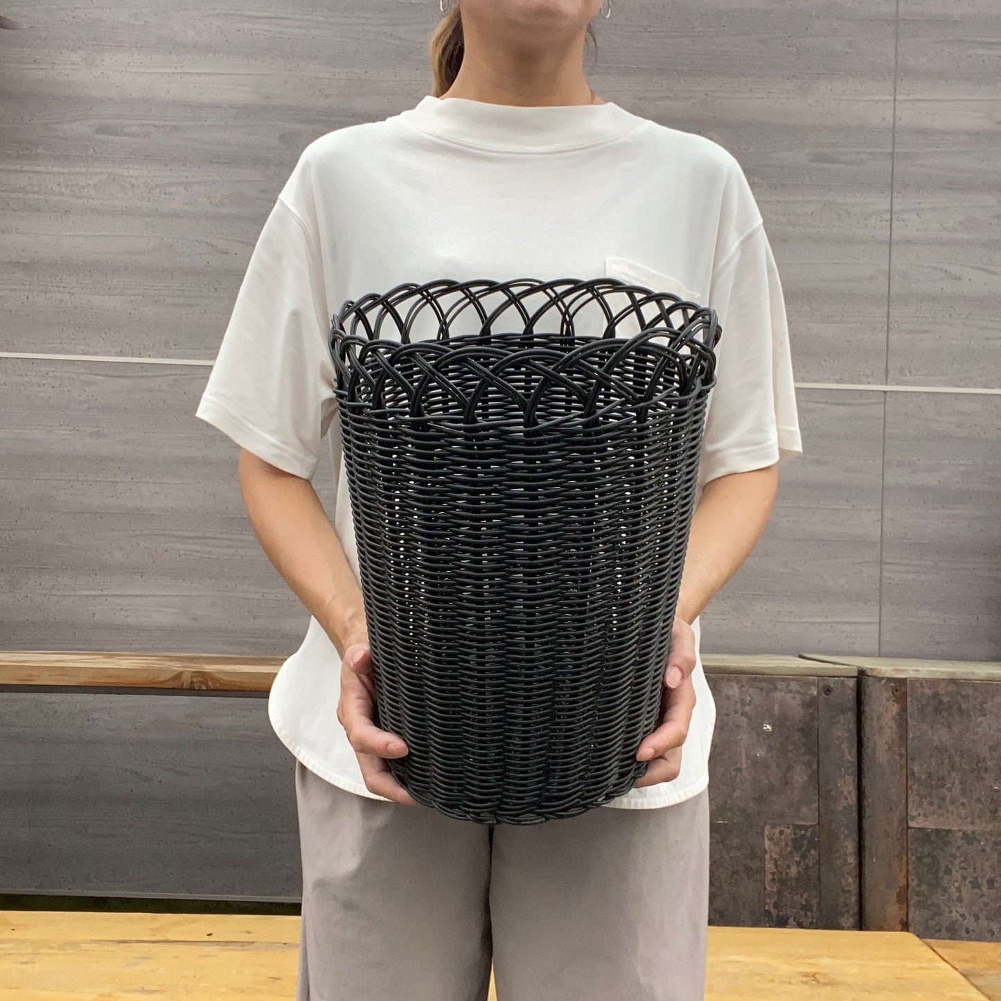 MIKUNIバスケット　ブラックL    ロングスリット鉢７号サイズにぴったり