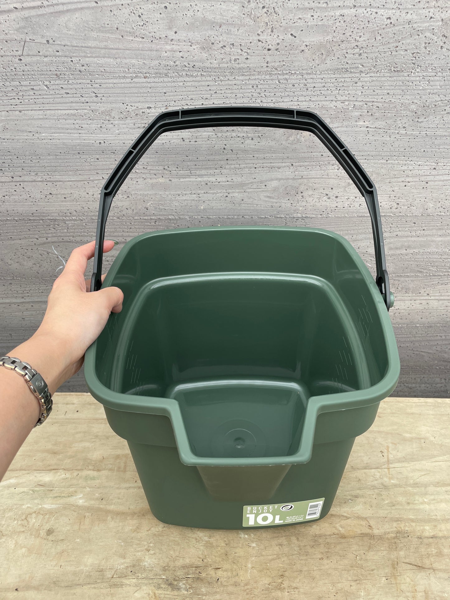 BUCKETエンジョイ10L　グリーン/ドレイニングトレイ　セット
