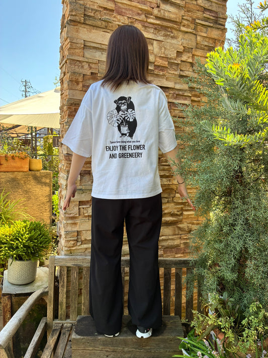 オリジナルTシャツ　【猿】　女性用白色　Mサイズ短丈