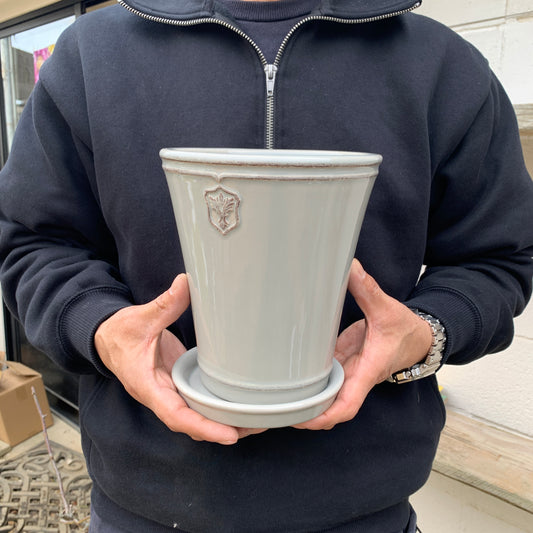 グレー陶器鉢(花郷園さんオリジナル）　5号鉢