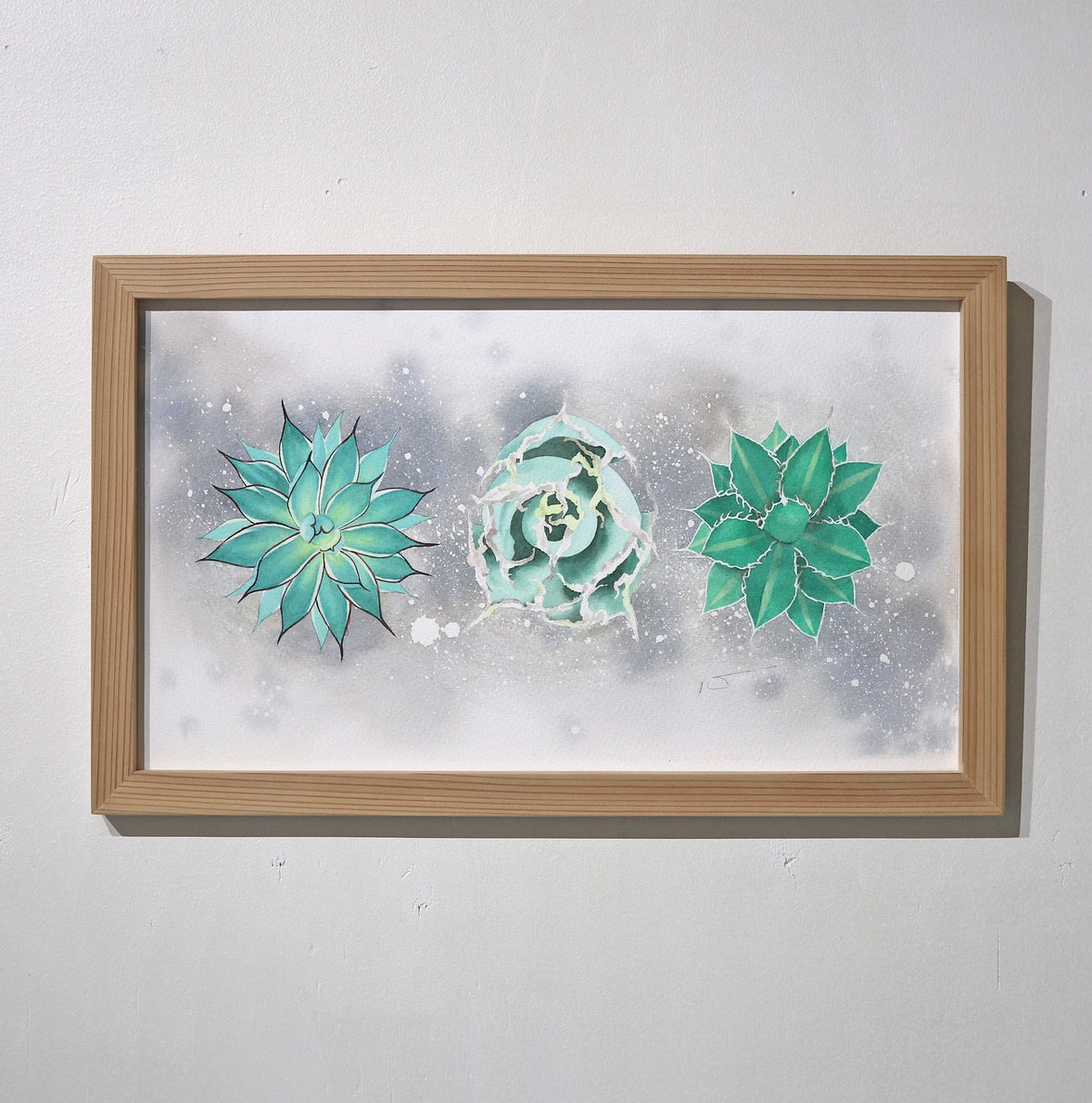 こころ作水彩画　原画★アガベ　22.8×20cm