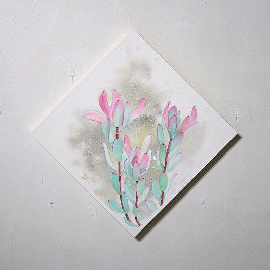 こころ作水彩画　原画★リュウカデンドロン　20×20cm