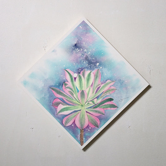 こころ作水彩画　原画★アエオニウム　20×20cm